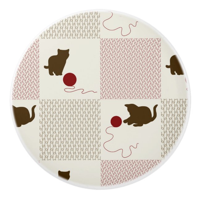 Bouton De Porte En Céramique Milieux de chatons (Devant)
