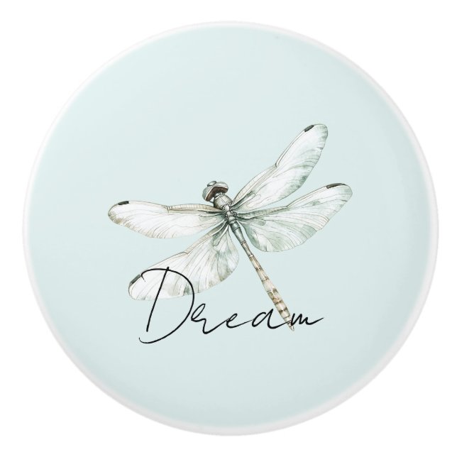 Bouton De Porte En Céramique Mint Dragonfly Dream (Devant)