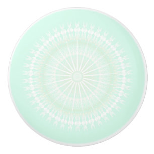 Bouton De Porte En Céramique Mint Green Mandala Pastel Moderne