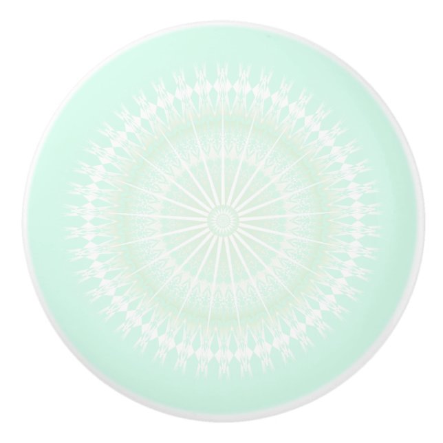 Bouton De Porte En Céramique Mint Green Mandala Pastel Moderne (Devant)