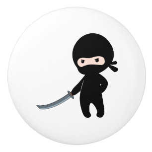 Bouton De Porte En Céramique Minuscule Ninja en colère