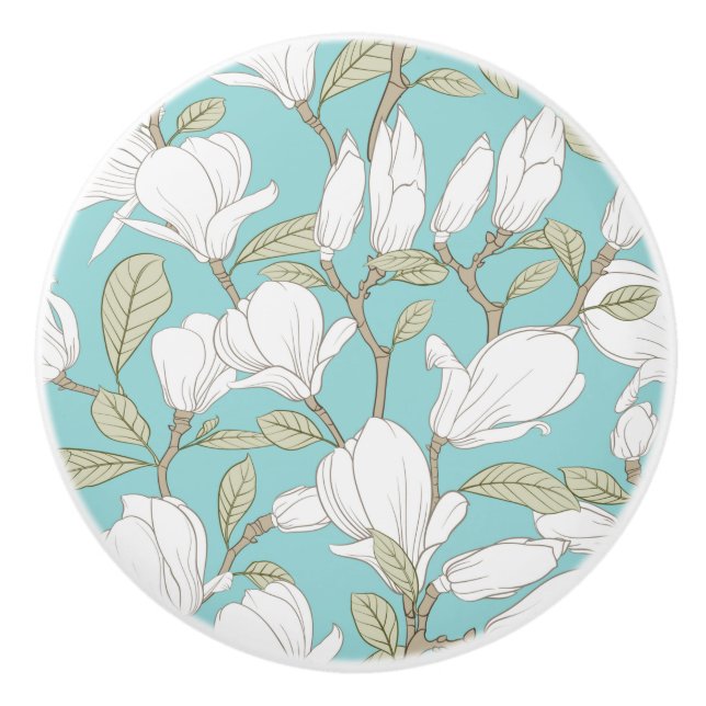 Bouton De Porte En Céramique Modèle floral (Devant)