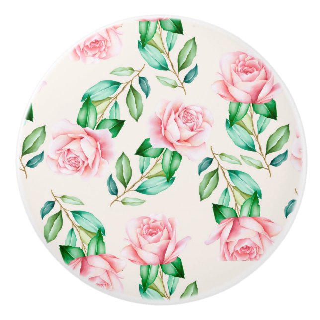 Bouton De Porte En Céramique Modèle floral (Devant)