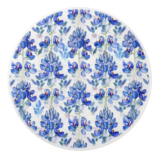 Bouton De Porte En Céramique Modèle floral Fleur sauvage bleu du Texas Bluebonn