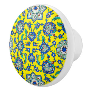 Bouton De Porte En Céramique Modèle Floral Turc Ottoman Complet Iznik