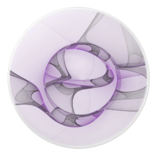Bouton De Porte En Céramique Modern Abstract Fractal Art Lavender Gray