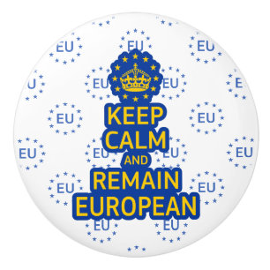 Bouton De Porte En Céramique Moderne Jaune Bleu Garder calme Couronne Europe Ve