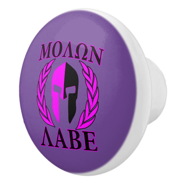 Bouton De Porte En Céramique Molon Labe Laurels, guerrier spartiate (Droite)