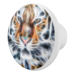 Bouton De Porte En Céramique Mon chat agit sur Tiger Portrait Énergie