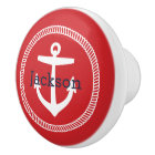Monogramme Ancre marine rouge