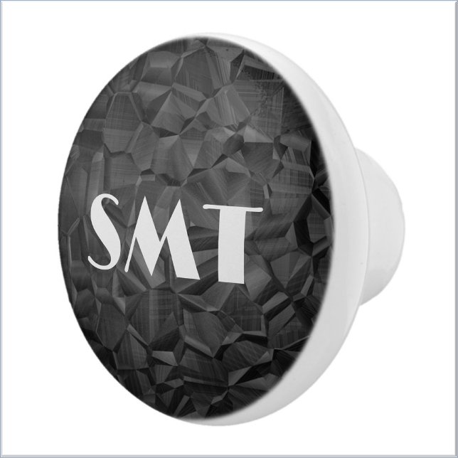 Bouton De Porte En Céramique Monogramme de texture Black Rock (Créateur téléchargé)