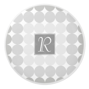 Bouton De Porte En Céramique Monogramme des cercles gris modernes