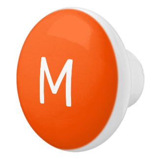 Bouton De Porte En Céramique Monogramme d'impression blanc minimaliste sur oran