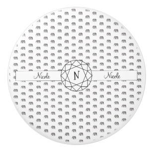 Bouton De Porte En Céramique Monogramme géométrique éléphant noir et blanc