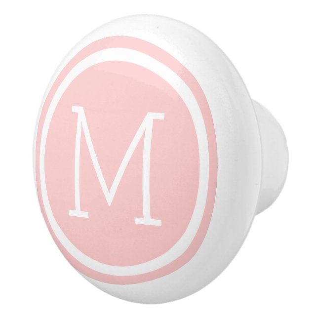 Bouton De Porte En Céramique Monogramme rose pâle Fuseau personnalisé (Droite)