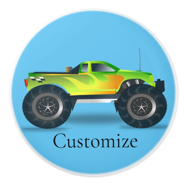 Bouton De Porte En Céramique Monster Truck Thunder_Cove (Devant)