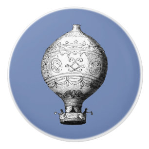 Bouton De Porte En Céramique Montgolfier Vintage à air chaud ballon bleu
