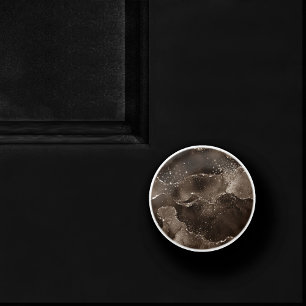 Bouton De Porte En Céramique Moody Agate   Café Brown bronze doré Taupe