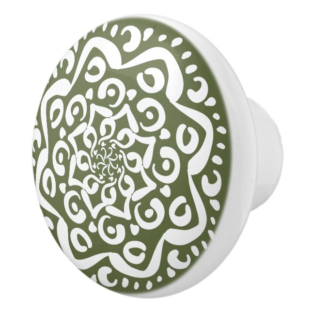 Bouton De Porte En Céramique Moss Mandala (Droite)