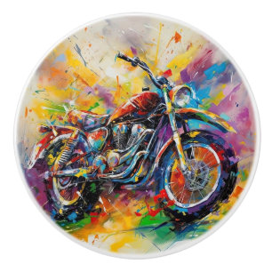 Bouton De Porte En Céramique Motard Moto Cross Moto Arc-en-ciel Brillante