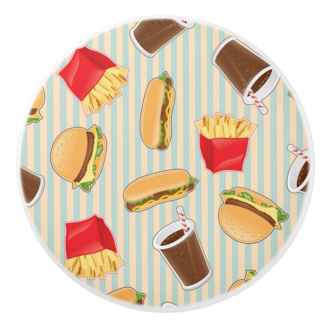 Bouton De Porte En Céramique Motif 2 d'aliments de préparation rapide (Devant)