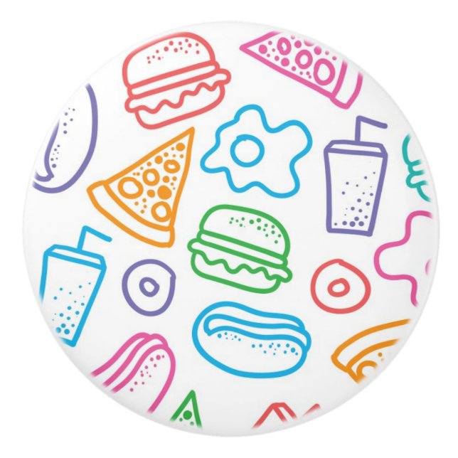 Bouton De Porte En Céramique Motif 2 d'aliments de préparation rapide (Devant)