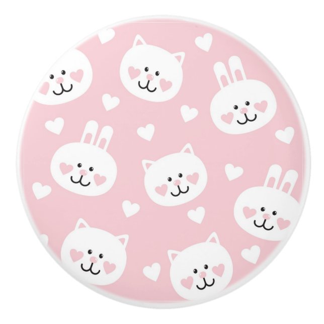 Bouton De Porte En Céramique Motif 2 d'amour (Devant)
