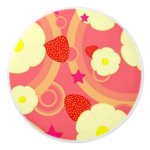 Bouton De Porte En Céramique Motif 2 de fraise