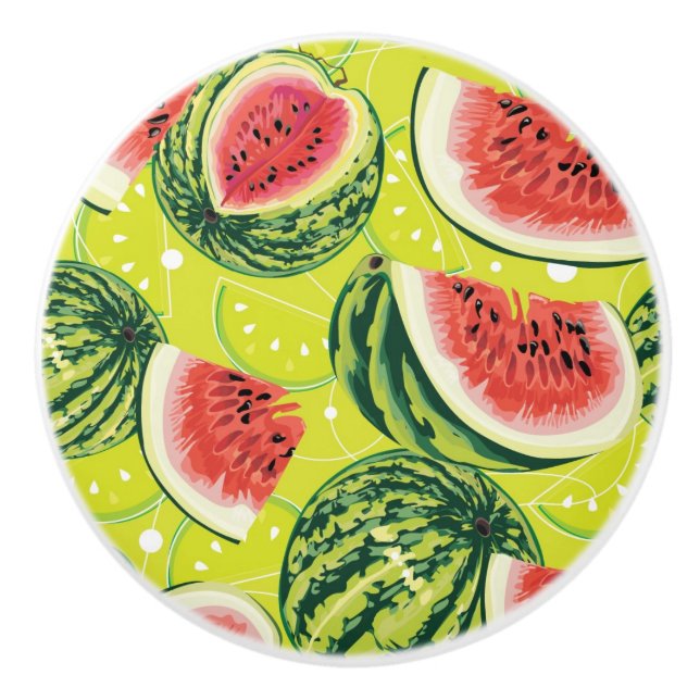 Bouton De Porte En Céramique Motif 2 de pastèque (Devant)