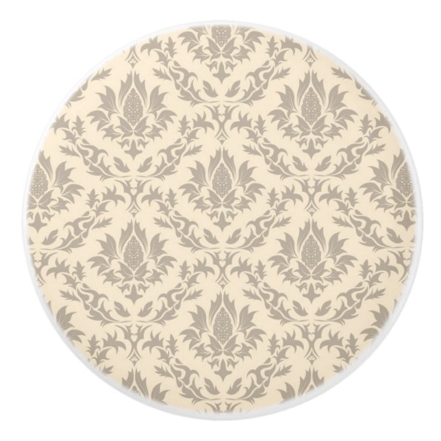 Bouton De Porte En Céramique Motif 3 de damassé (Devant)