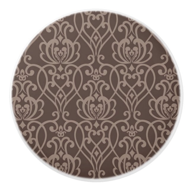 Bouton De Porte En Céramique Motif 6 de damassé (Devant)