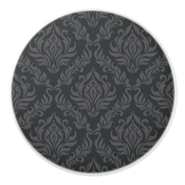 Bouton De Porte En Céramique Motif 6 de damassé (Devant)