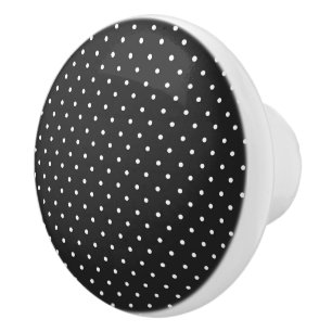 Bouton De Porte En Céramique Motif à pois noir et blanc sans couture