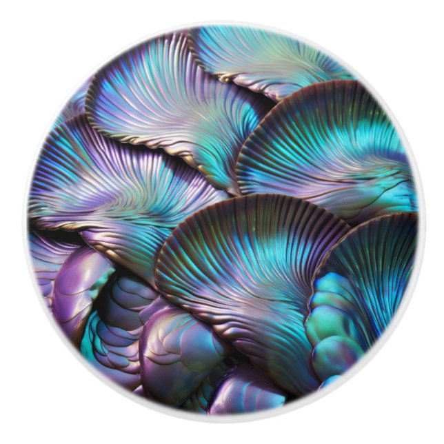 Bouton De Porte En Céramique Motif Abstrait Abalone Shell (Devant)