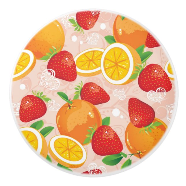 Bouton De Porte En Céramique Motif abstrait avec la fraise (Devant)