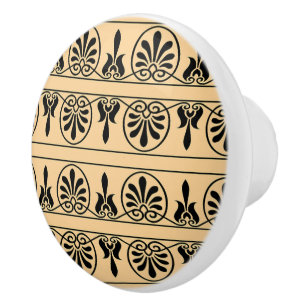 Bouton De Porte En Céramique Motif arabe grec méditerranéen marron