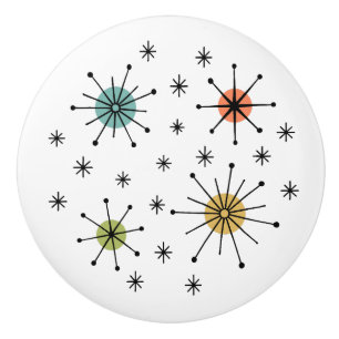 Bouton De Porte En Céramique Motif Atomique en Forme d'Éclatement de Rayons du 