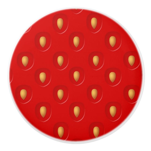 Bouton De Porte En Céramique Motif aux fraises (Devant)