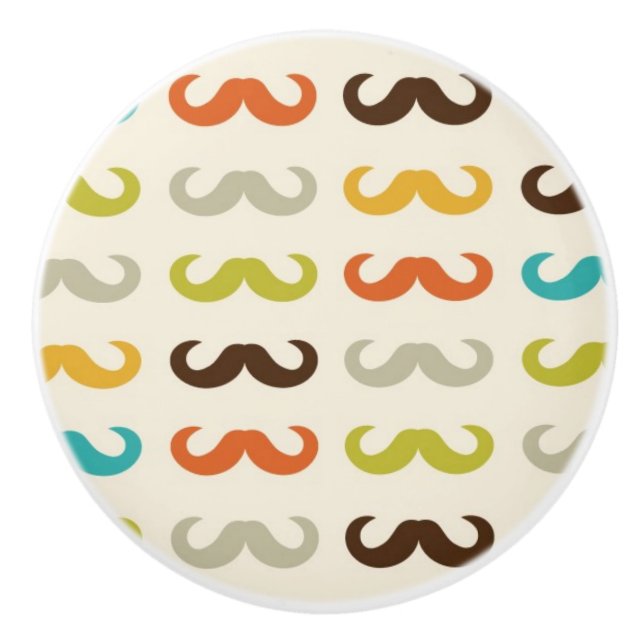 Bouton De Porte En Céramique Motif avec la moustache (Devant)