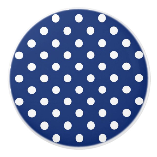 Bouton De Porte En Céramique Motif avec le pois blanc (Devant)