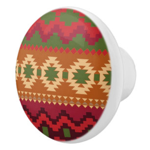Bouton De Porte En Céramique Motif Aztec