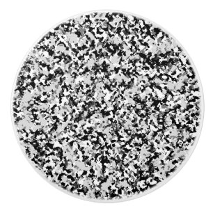 Bouton De Porte En Céramique Motif Camouflage noir gris blanc arctique