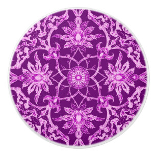Bouton De Porte En Céramique Motif chinois Art Nouveau - Amethyst violet