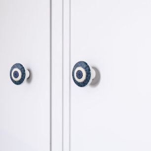 Bouton De Porte En Céramique Motif chinois blanc et bleu antique