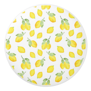 Bouton De Porte En Céramique Motif citrons aquarelles