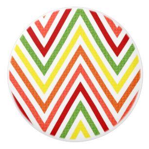 Bouton De Porte En Céramique Motif coloré de Chevron de zigzag