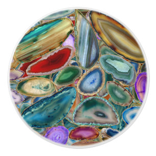 Bouton De Porte En Céramique Motif cristal Geodes - Multicolor