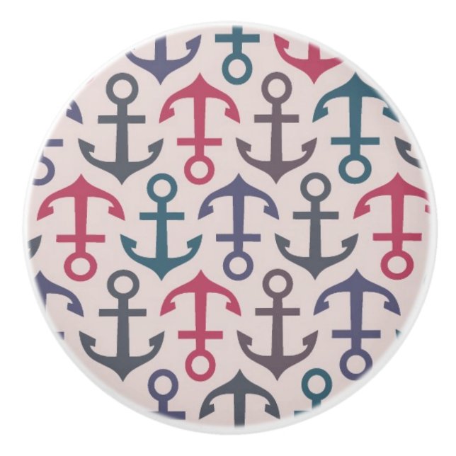 Bouton De Porte En Céramique Motif d'Ancre (Devant)