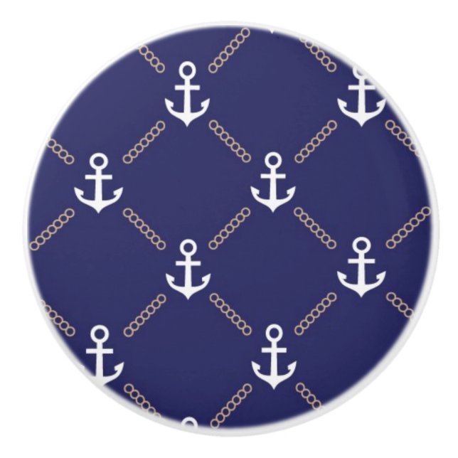 Bouton De Porte En Céramique Motif d'Ancre (Devant)