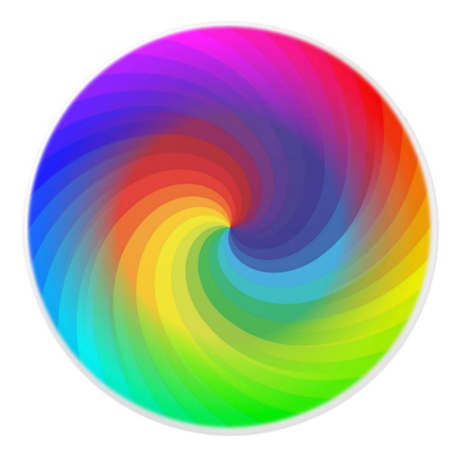 Bouton De Porte En Céramique Motif d'art de Tie Tee Colorée Rainbow Swirl (Devant)